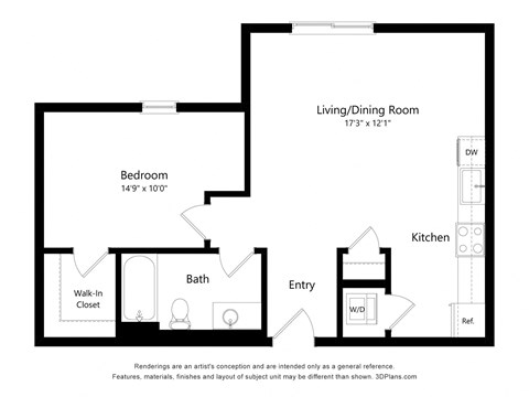 The Line 2D Floor Plan - 1x1 K